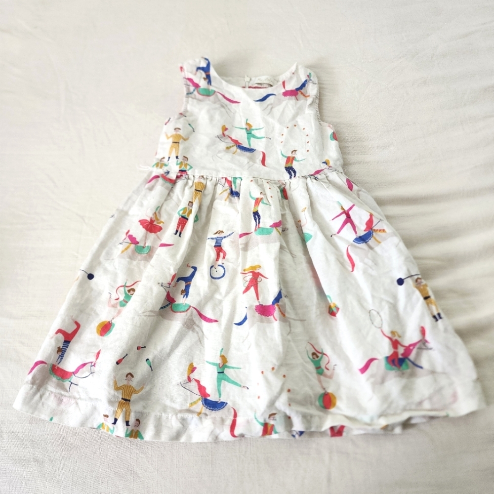 Mini Boden White Dress with Colorful Print